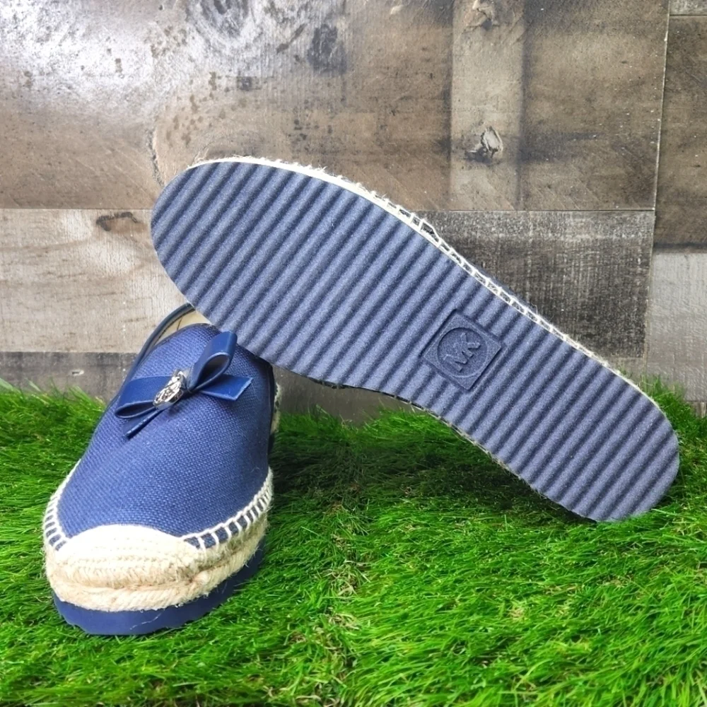 NEW MICHAEL KORS NAVY BOW TIE ESPADRILLES SZ 8